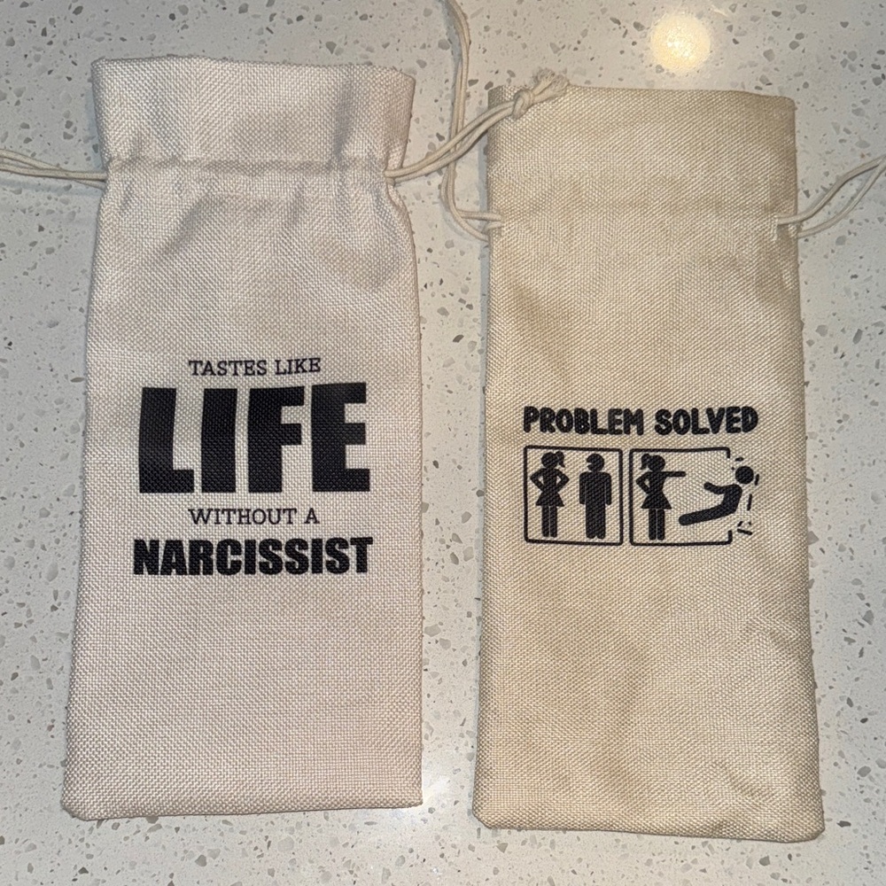 Funny Wine/Liquor Drawstring Pouch Set